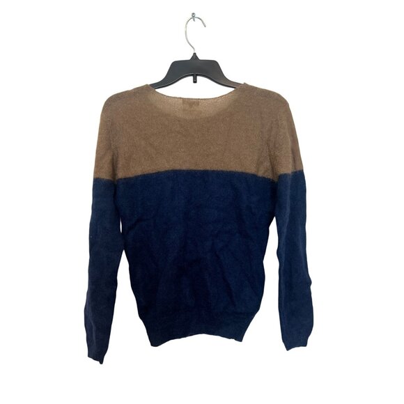 Bellerose Womens Colorblock Sweater Size 2 Beige & Navy Mohair Blend Long Sleeve - Picture 2 of 4